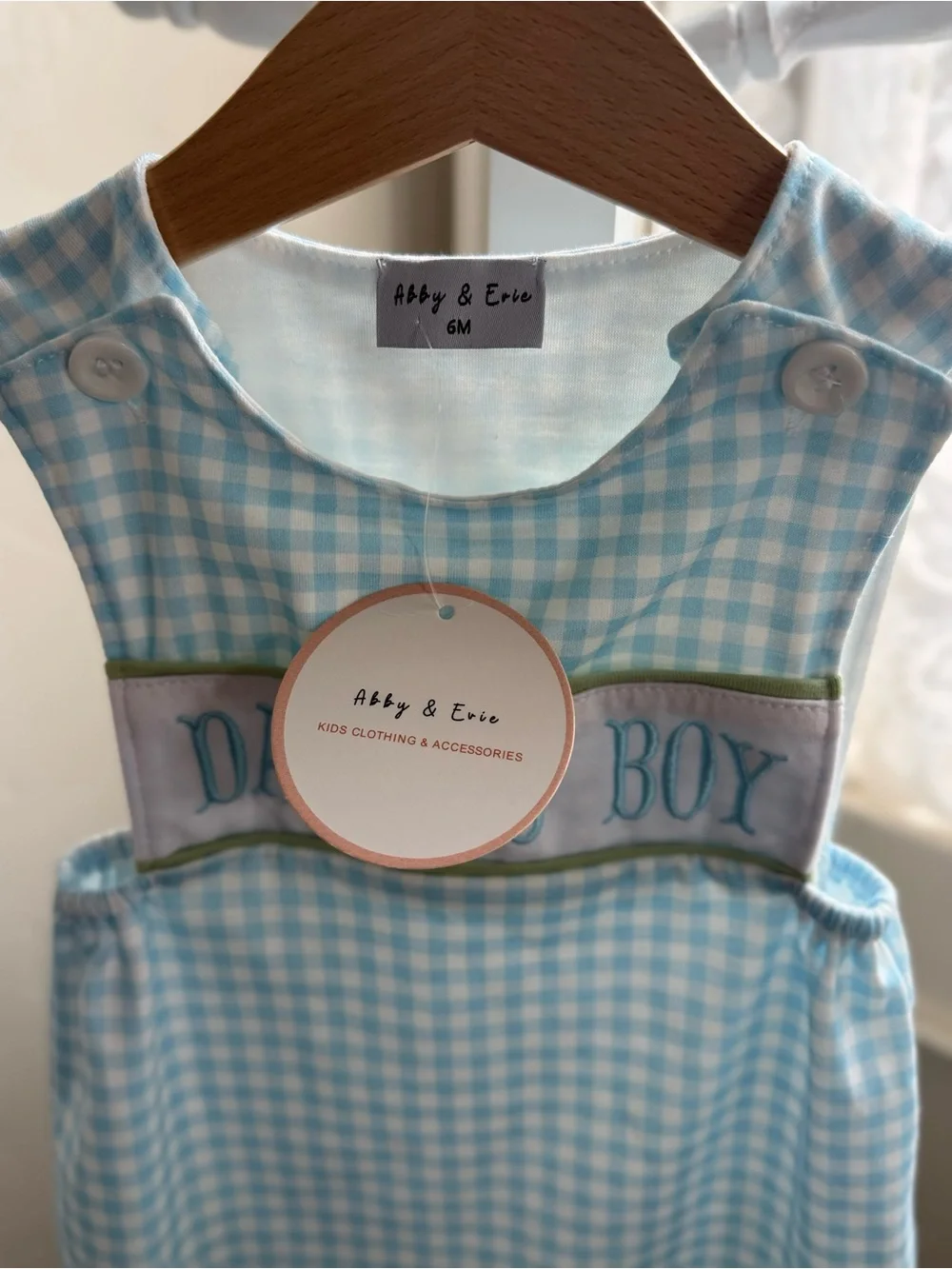 Daddy's Boy Blue Gingham Romper